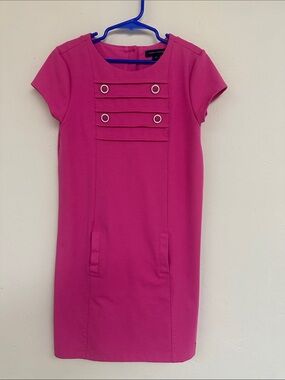 Tommy Hilfiger Fuchsia Short Sleeve Shift Dress with Back Button Detail